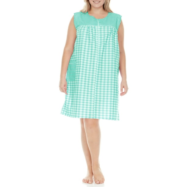 EZI House Dresses for Women with Pockets Moo Moos Gingham House Coat