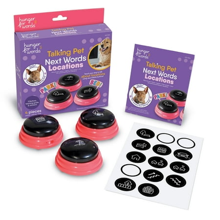 UPC: 0765023093544 | Hunger for Words Locations 3-Piece Recordable Buttons for Dog Communication