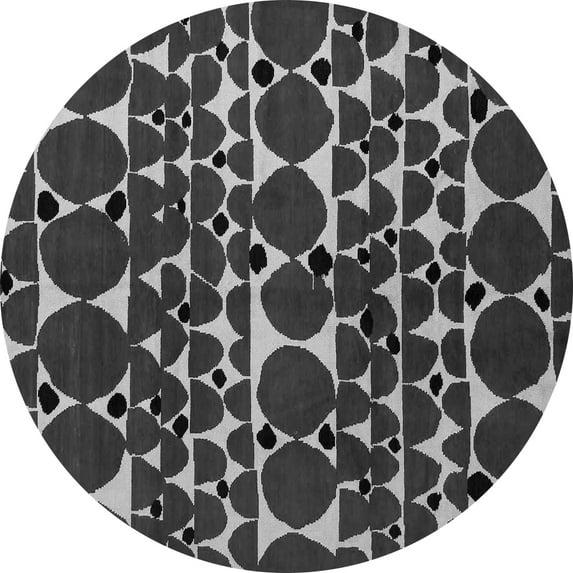 Ahgly Company Indoor Round Abstract Gray Modern Area Rugs, 8' Round
