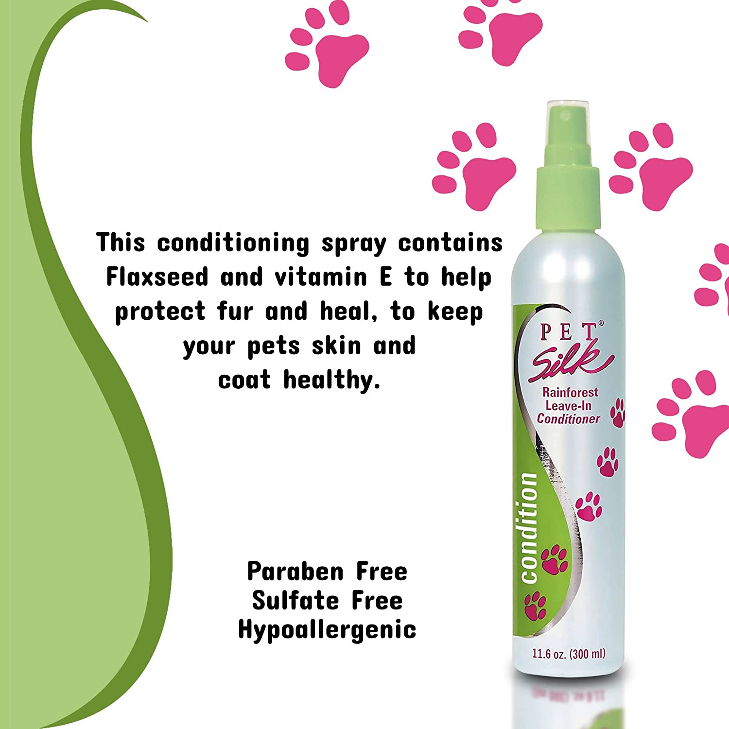 Pet Silk Conditioner for Pets, Leave in, Perfect for dry skin, Rainforest Scent, 11.6 Ounces