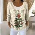 thumbnail image 5 of Women's Fashion Long Sleeve Christmas Snowman Snowflake Print Jacket Cardigan for Holiday Party and Casual Daily Wear,Khaki,2XL, 5 of 7