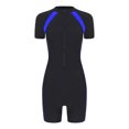 thumbnail image 3 of iEFiEL Womens Athletic One-Piece Swimsuit Zipper Short Sleeve Rash Guard Shirt Beach Bathing Suit Surf Swimwear Black Blue XL, 3 of 7