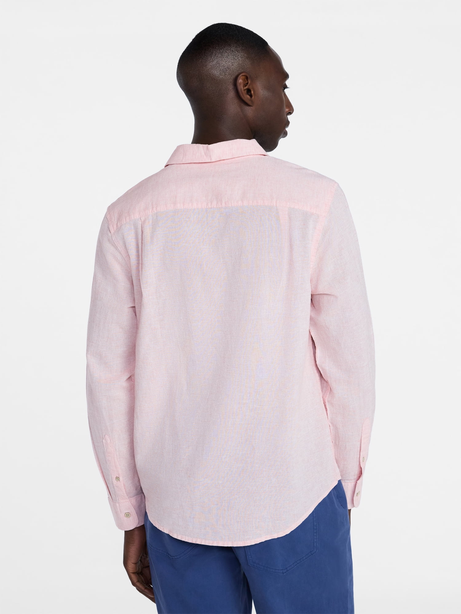 George Men's and Big Men's Linen Blend Button Up Shirt with Long Sleeves, Sizes S-5XL