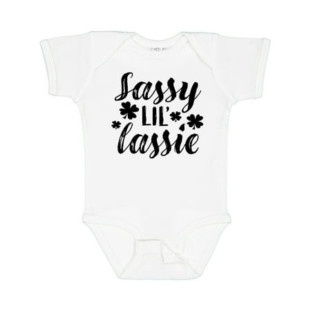 

Inktastic Saint Patrick s Day Sassy Lil Lassie with Shamrocks Gift Baby Boy or Baby Girl Bodysuit