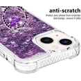 thumbnail image 4 of Glitter Clear Sparkly Bling Case for Apple iPhone 15, Flowing Liquid Quicksand Cover with Diamond Ring Holder Case for iPhone 15  Purple, 4 of 14
