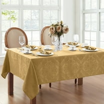 Caiden Elegance Damask Tablecloth - 60" x 144" - Gold - Elrene Home Fashions