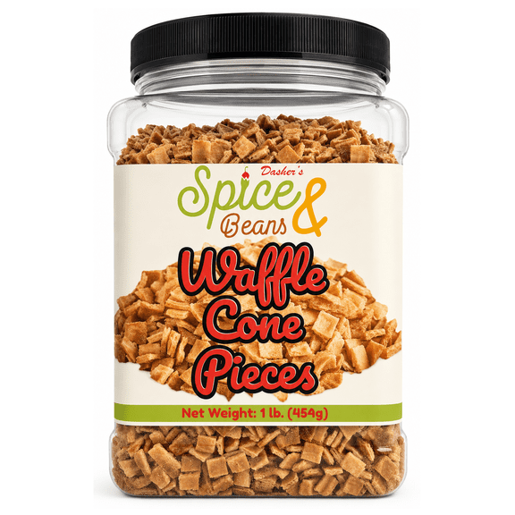 Waffle Cone Pieces by Dasher's Spice & Beans | 1lb (16oz) Reusable Container