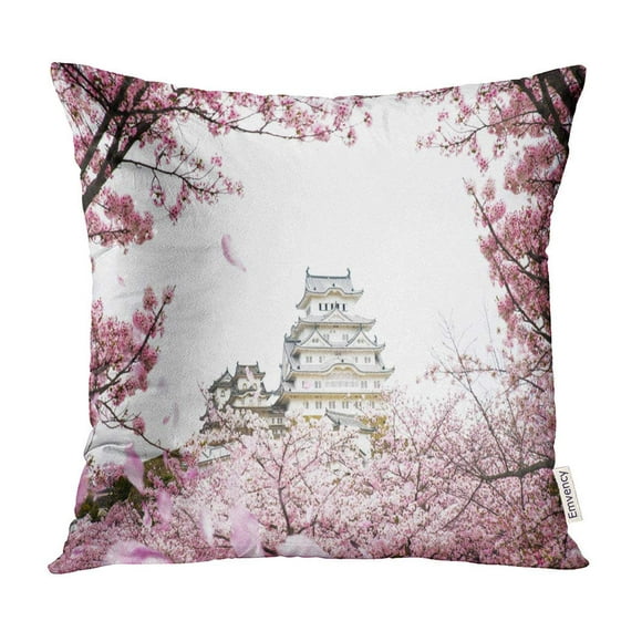 BOSDECO Himeji Castle of While Cherrry Blossoms Viewing Festival Kyoto Japan This Immage Pillow Case Pillow Cover 20x20 inch