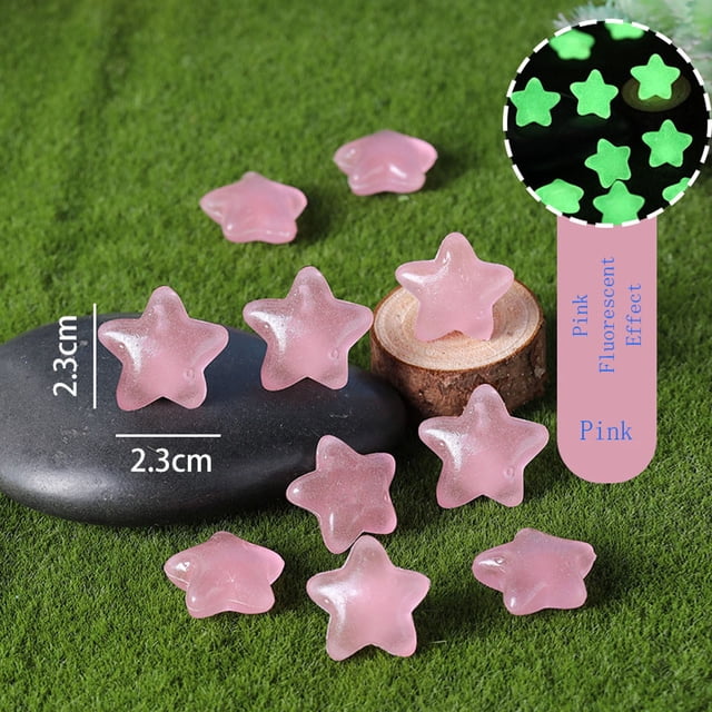 Star-Shaped Luminous Decorative Stones, Resin Glowing Garden Pebbles for Pathways, Auto Recharging Light-Up Rocks, 100-Piece Set