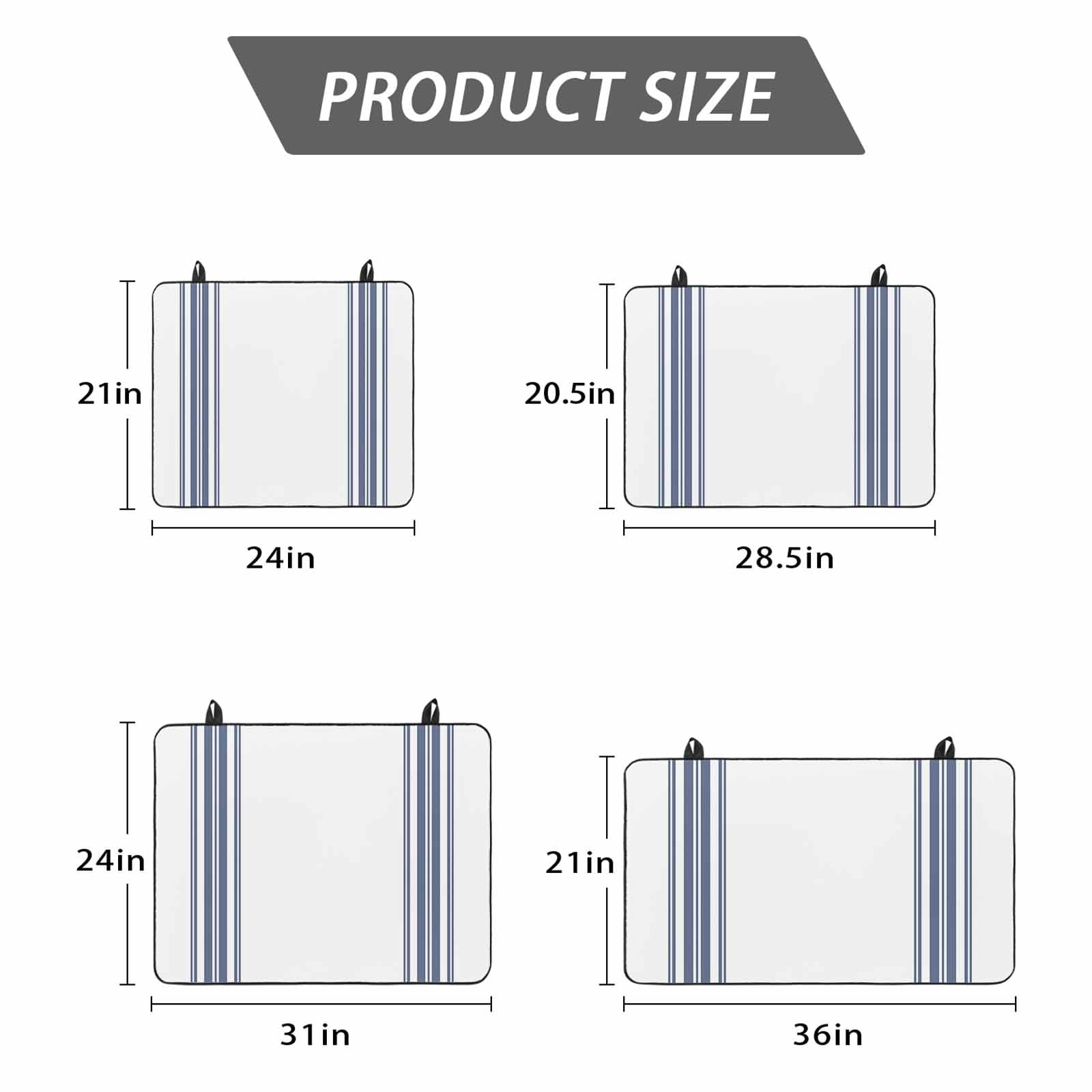 Abstract Geometric Blue Stripe, Stove Top Cover for Electric Stove, Heat-proof & Non Slip Glass Top Stove Cover Protector, White Backdrop Kitchen Flat Cooktop Rubber Mat 36x21 Inches