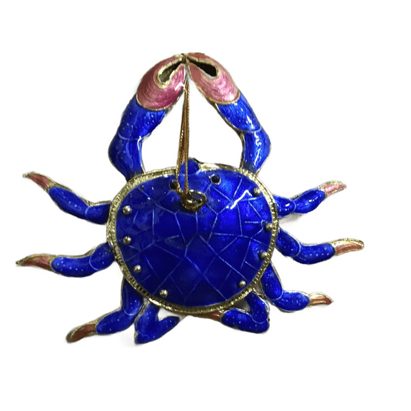 Alsan Victorian Enameled blue crab ornament beach tropical
