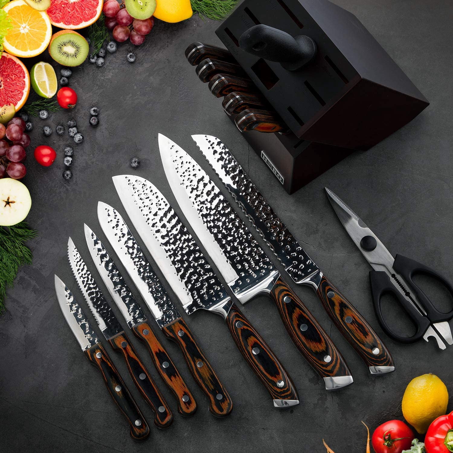 HUNTER.DUAL Knife Set, 12-PC Colorful Kitchen Knife Set, 6 Sharp