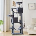 thumbnail image 2 of JIOABL 66" Multi-Level Cat Tree Tower with Hammock, Large Condo, Climbing Plates, Plush Toy, Kitty Playing House, Dark Gray, 2 of 8
