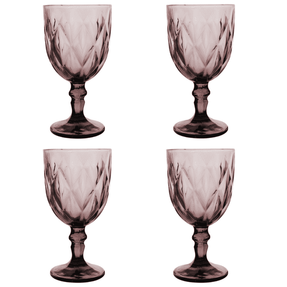 Juego 4 Copas de Vidrio Cristal para Champaña Vino Agua Color Purpura