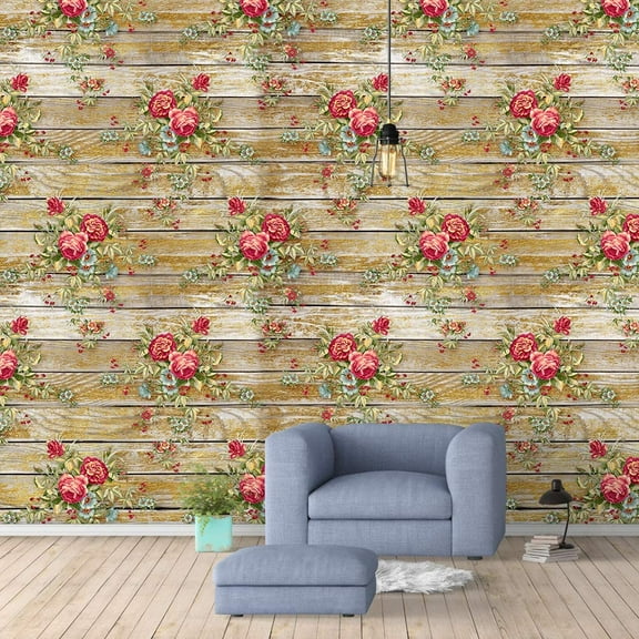 IDEA4WALL 6pcs Flowers Peel and Stick Wallpaper Removable Wall Murals Large Wall Stickers for Home Decoration, 100"x24"