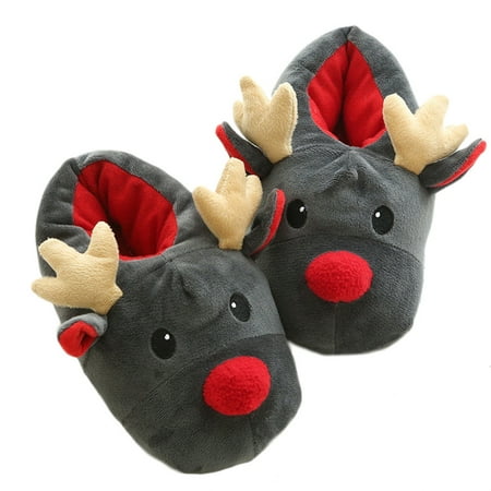 

Unisex Elk Plush Slippers Cute Animal Soft Slippers Christmas Warm Slippers