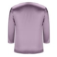 thumbnail image 4 of yillto 3/4 Sleeve Tops for Womens Satin Casual Dressy Round Neck Silky T Shirt Business Blouse S-XXL, 4 of 7