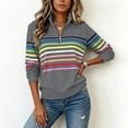 thumbnail image 5 of Vetsdori Womens Polo Sweatshirts Long Sleeve Collared Pullover Striped Winter Half Zip Casual,Tops Fleece Sweatshirts for Women, 5 of 6