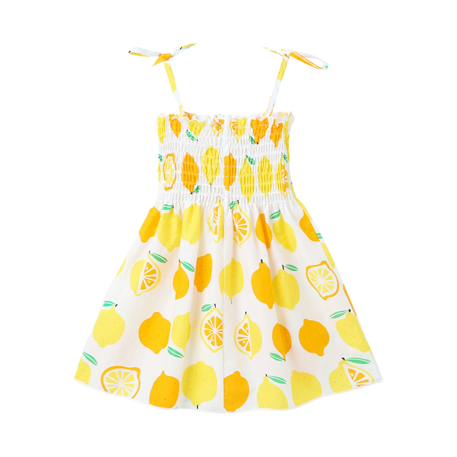 Little Girl Dress Casual Summer Beach Toddler Lemon Baby Suspenders