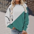 thumbnail image 4 of Owordtank Women's Tops Pleated Crew Neck Shirts Color Block Long Sleeve Pullover Blouses Fall Outfits 2024, 4 of 6