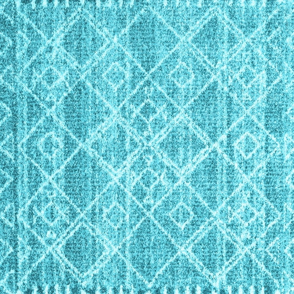 Ahgly Company Indoor Square Abstract Light Blue Contemporary Area Rugs, 6' Square