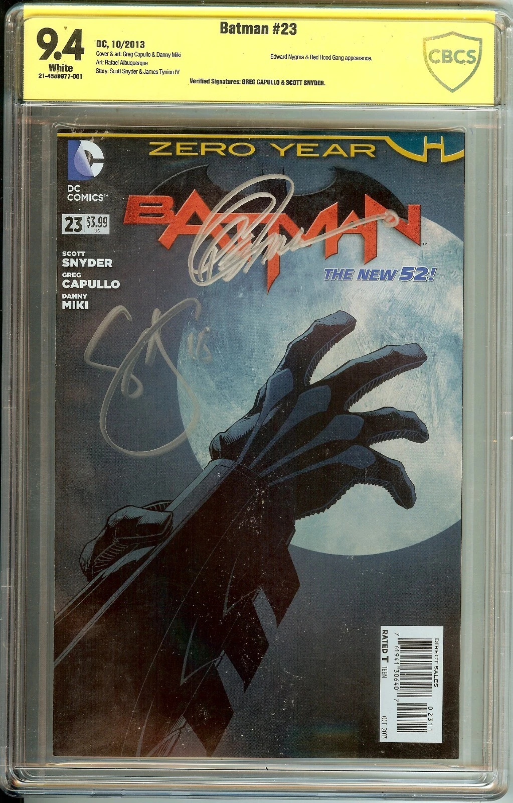 Batman #23 (DC Comics, 2013) – CBCS 9.4 – Signed by Scott Snyder & Greg Capullo (Zero Year)