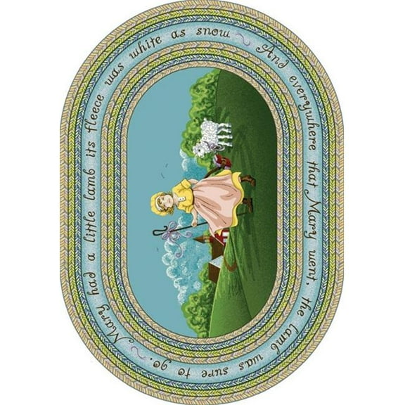 Mary s Lamb 7 ft.8 in. x 10 ft.9 in. Oval  WearOn Nylon Machine Tufted- Cut Pile Just for Kids Rug