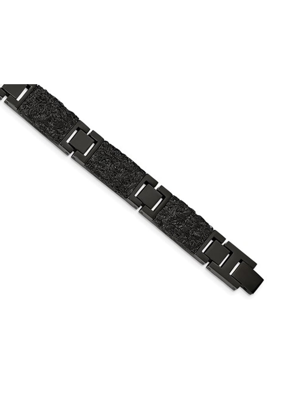 Gem & Harmony Mens Black Plated Stainless Steel Bracelet (8.50 inches) for Men
