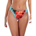 thumbnail image 1 of Ocean Blues Women's High Leg Bikini Bottom Mid Rise Swim Bottom Cheeky Floral Print Bathing Suit Bottom, Size S, 1 of 7