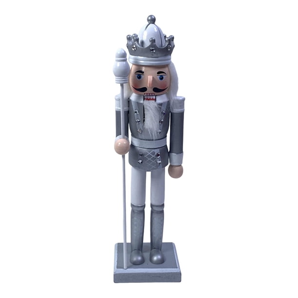 Figuras de Cascanueces, Figuras Decorativas Artesanales, Soldado Cascanueces para Fiesta de Año Nuevo corona de plata