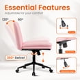 thumbnail image 6 of Orange Factory Criss Cross Chair with Wheels Comfy Wide Vanity Desk Chair Dual Base Leather Armless Adjustable Swivel for Home Computer Task (Pink Pu, Faux Leather), 6 of 7