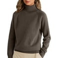 thumbnail image 2 of Turtleneck Tops for Women Sweaters Long Sleeve Jumper Knitted Pullover Warm Sweater 2025 Coffee L, 2 of 4