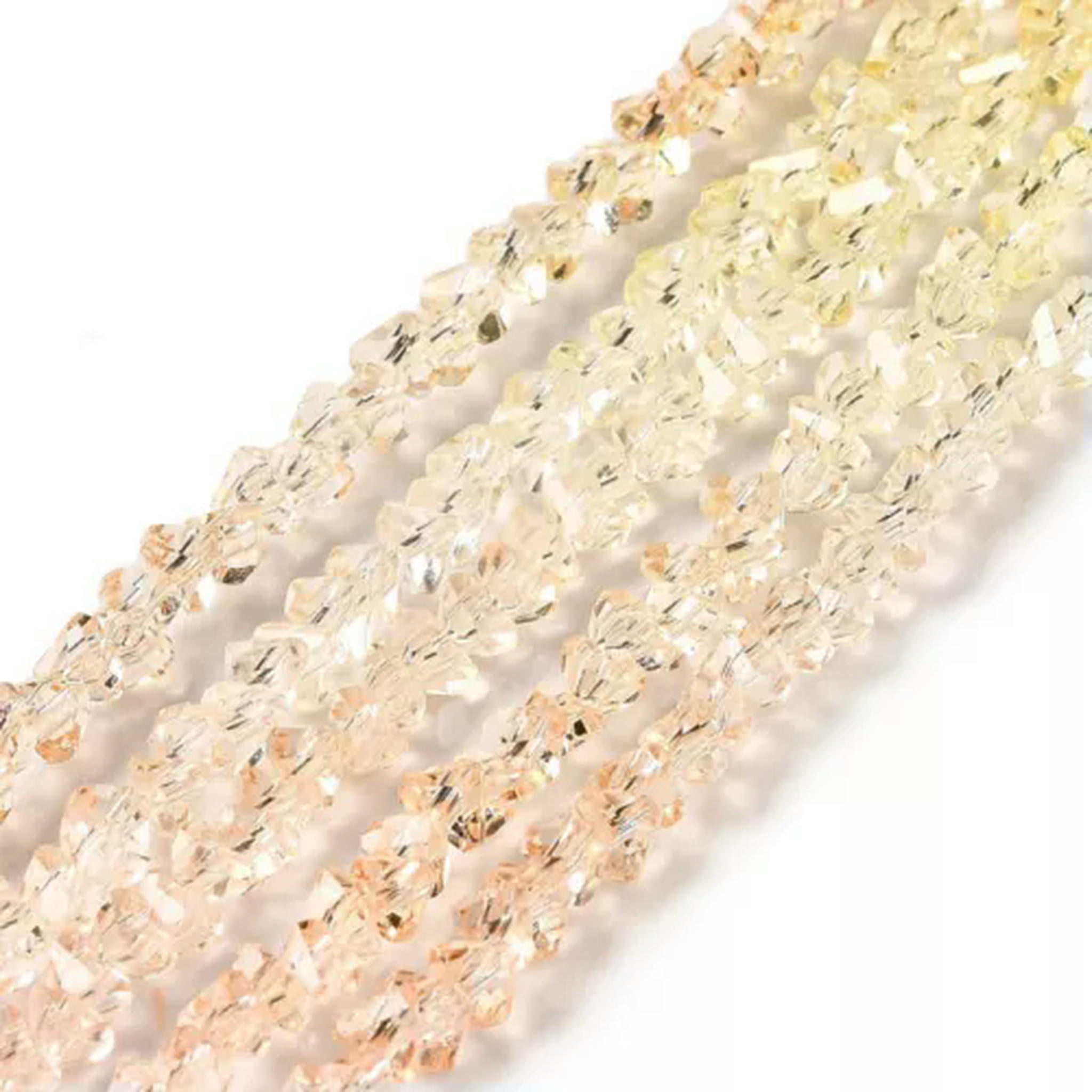 EOEMY 10X Triangle Segmented Multi-Color Transparent Glass Bead Strands 4.5X4mm 13.27"-Bisque