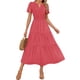 thumbnail image 1 of Vestido midi ZESICA casual de verano de manga corta con cuello en V para mujer, 1 of 9