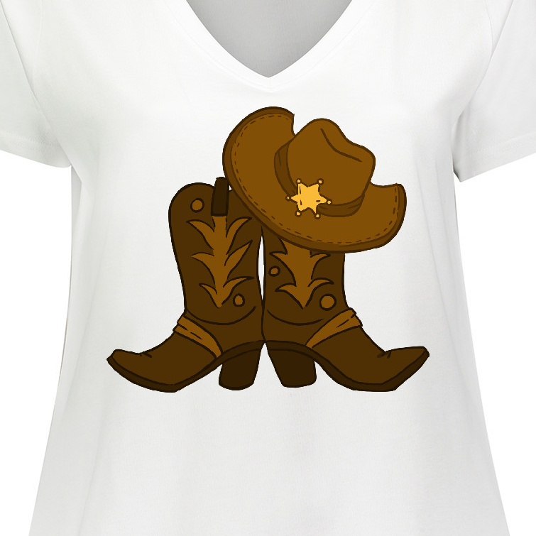 Inktastic Sheriff Hat With Boots Women's Plus Size V-Neck T-Shirt - image 3 of 4