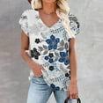 thumbnail image 2 of Pompotops Mode T-shirt d'Été à Manches Courtes Col en V Imprimé Décontracté Blouse Liquidation, 2 of 6
