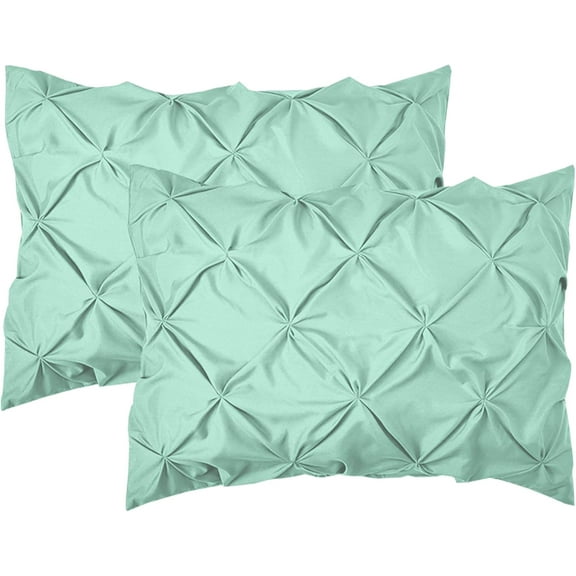 Elegant Comfort Pinch Pleat 2-Piece Sham Set, Microfiber, Pleated Standard/Queen, Mint Green