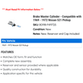 thumbnail image 2 of Brake Master Cylinder - Compatible with 1969 - 1972 Nissan 521 Pickup 1970 1971, 2 of 2