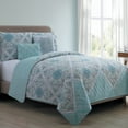 thumbnail image 3 of VCNY Windsor 4-Piece Aqua Medallion Polyester Quilt Set, Twin/Twin XL - Reversible, 3 of 7