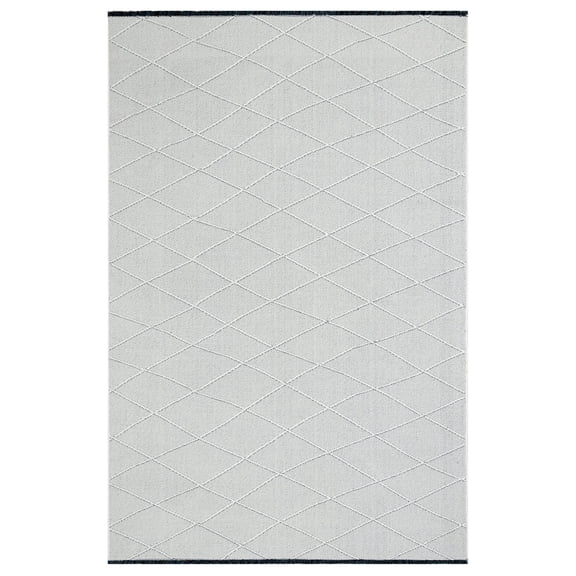 Sahara Cream Geometric Polyester Chenille Kilim Area Rug