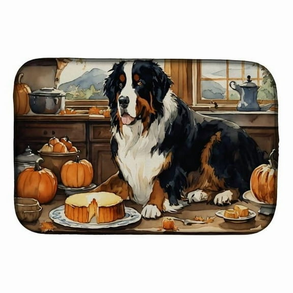 Carolines Treasures DAC1738DDM 21 x 14 in. Unisex Bernese Mountain Dog Fall Kitchen Pumpkins Dish Drying Mat