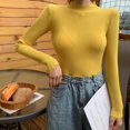 thumbnail image 2 of Hauts Décontractés pour Femmes Mode Col Roulé Ajusté Manches Longues, 2 of 3