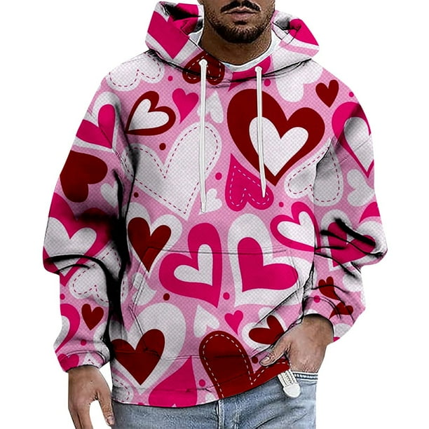 WILLBEST Sudaderas Navideñas para Hombres y Mujeres con La Misma Sudadera De San Valentín, Diseño Casual para Parejas, con Capucha, Tendencia De Impresión Cómoda y Aficionada. Grande