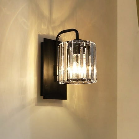 Auffel Crystal Wall Sconces Black Wall Light Fixtures Single Wall Mount Lamps for Living Room Bathroom Hallway Bedroom Stairway Indoor 10 Inch 1-Light