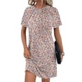 thumbnail image 3 of Fantaslook Summer Dresses for Women Short Sleeve Pleated Floral Dresses Tunic Crew Neck Shirts Dress, 3 of 6