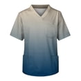 thumbnail image 3 of Domuza Scrub Tops Men Gradient Tie-Dye Short Sleeve V Neck Caregiver Uniform Plus Size Comfy Soft Medical Scrub Tops with 3 Pockets White S, 3 of 4