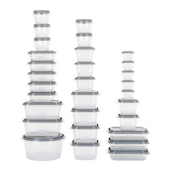 GoodCook EveryWare Ensemble de 60 Contenants de Rangement pour Aliments en Plastique Sans BPA, Transparent/gris