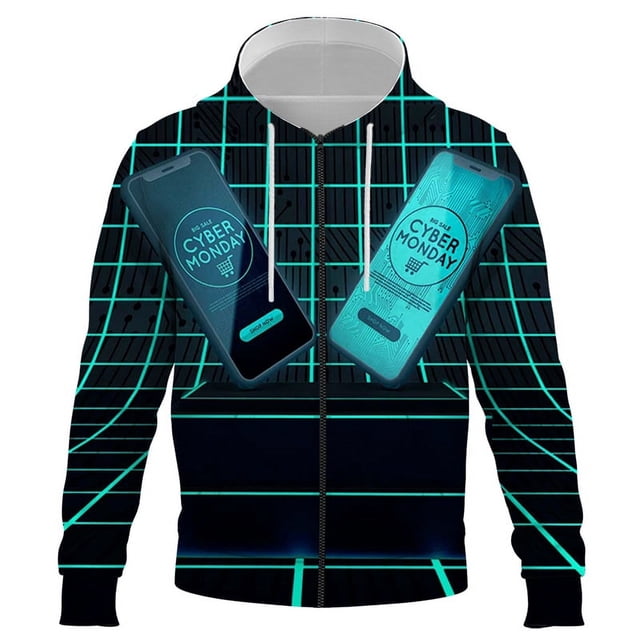 Sudadera con capucha y cremallera con estampado digital 3D para hombre y mujer, ropa de calle de moda hip hop, novedad