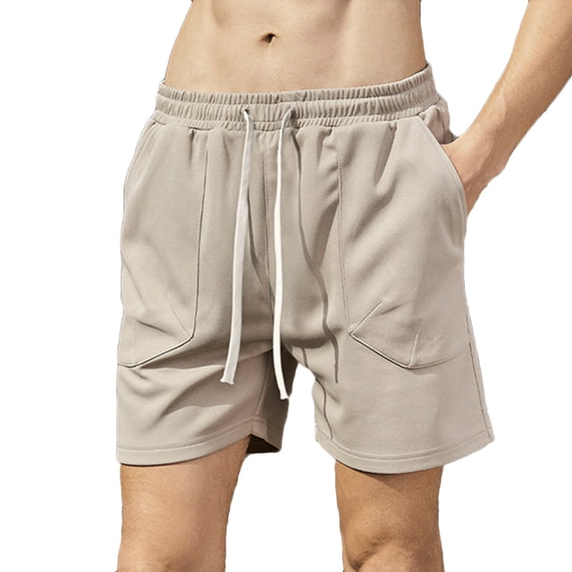 pstuiky Pantalones cortos para hombre, Pantalones cortos casuales de moda para hombre con cintura elástica sólida y cordón ajustable Pantalones cortos de entrenamiento