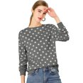 thumbnail image 1 of Jersey De Punto De Lunares De Manga Larga Con Cuello Redondo Elástico De Invierno Otoño Para Mujer Gris XL, 1 of 6